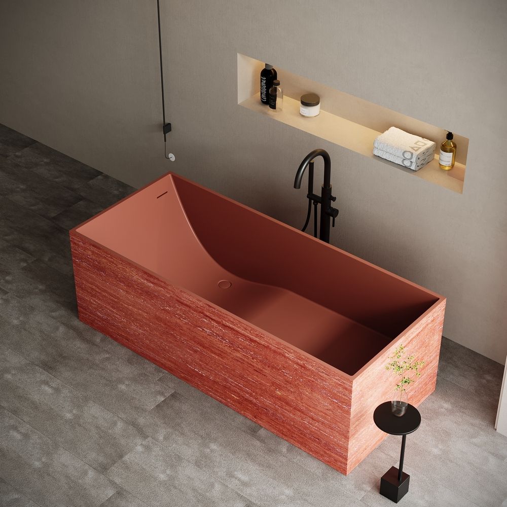 KT-8109 Exquisite Textured Artificial Stone Freestanding Bathtub