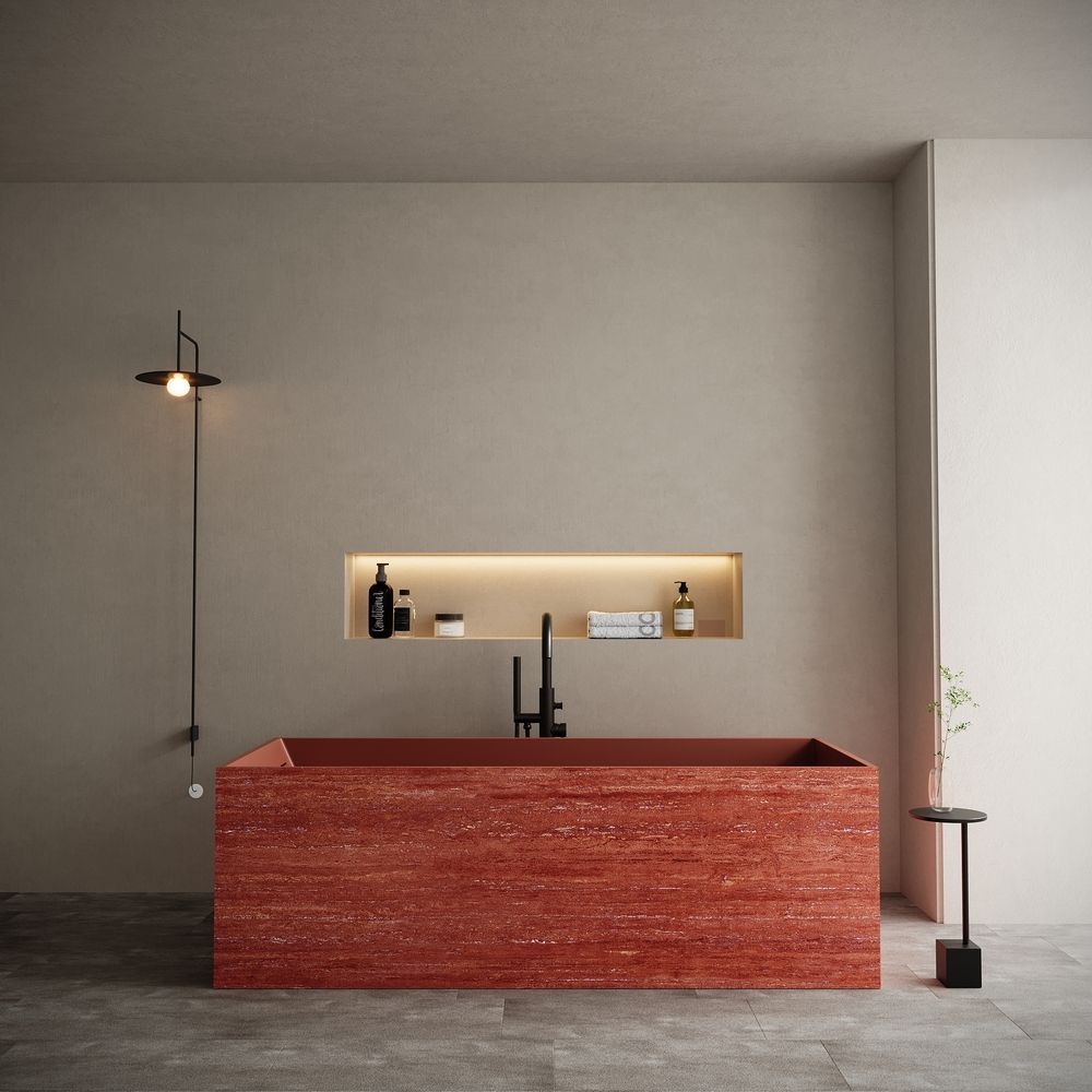 KT-8109 Exquisite Textured Artificial Stone Freestanding Bathtub