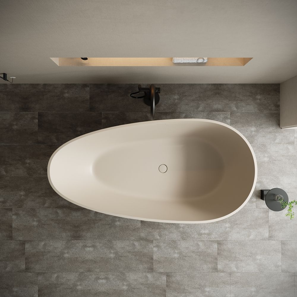 KT-8102 Warm Yellow Artificial Stone Freestanding Bathtub