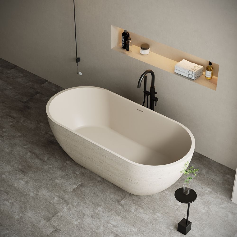 KT-8103 Warm Yellow Artificial Stone Artistic Freestanding Bathtub