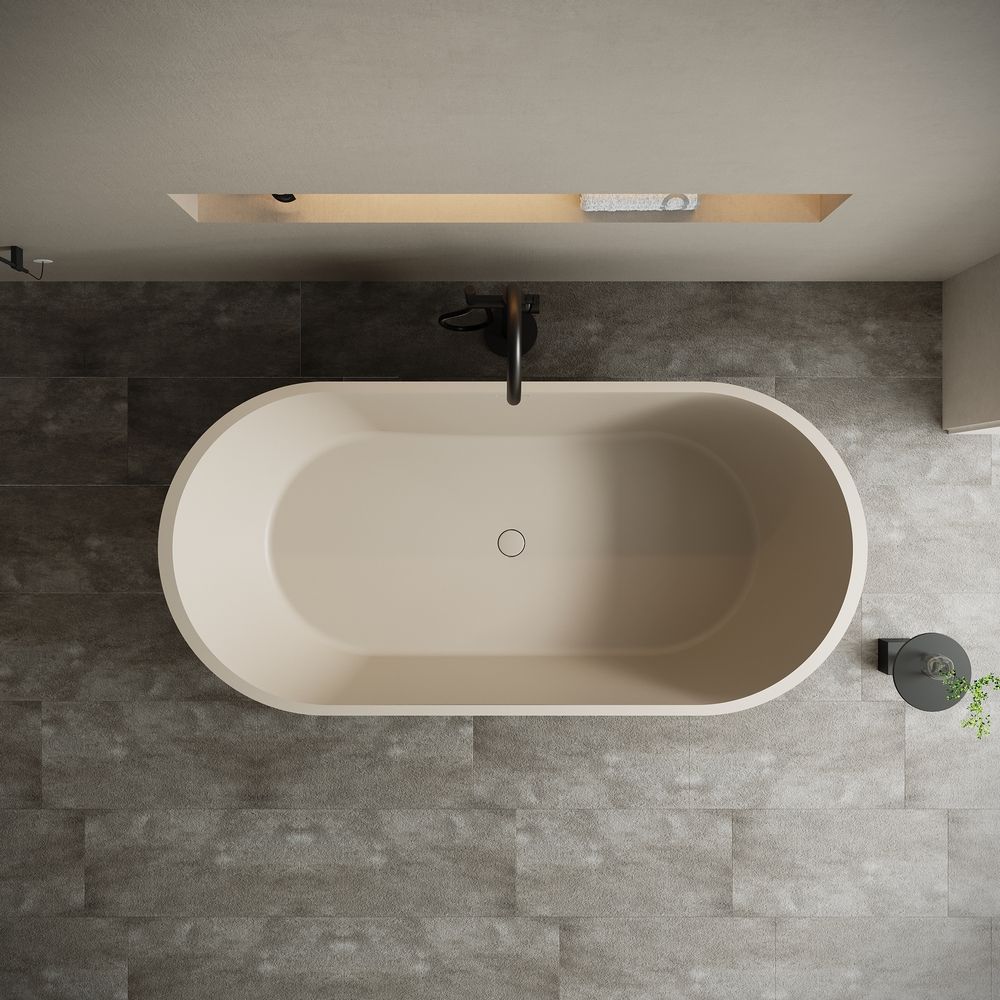 KT-8103 Warm Yellow Artificial Stone Artistic Freestanding Bathtub
