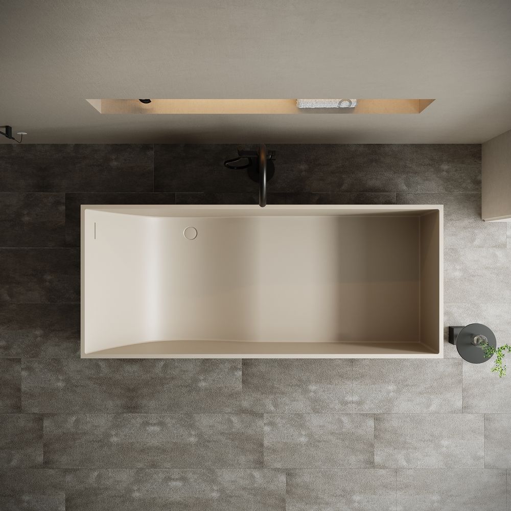 KT-8109 Modern Minimalist Yellow Artificial Stone Square Freestanding Bathtub