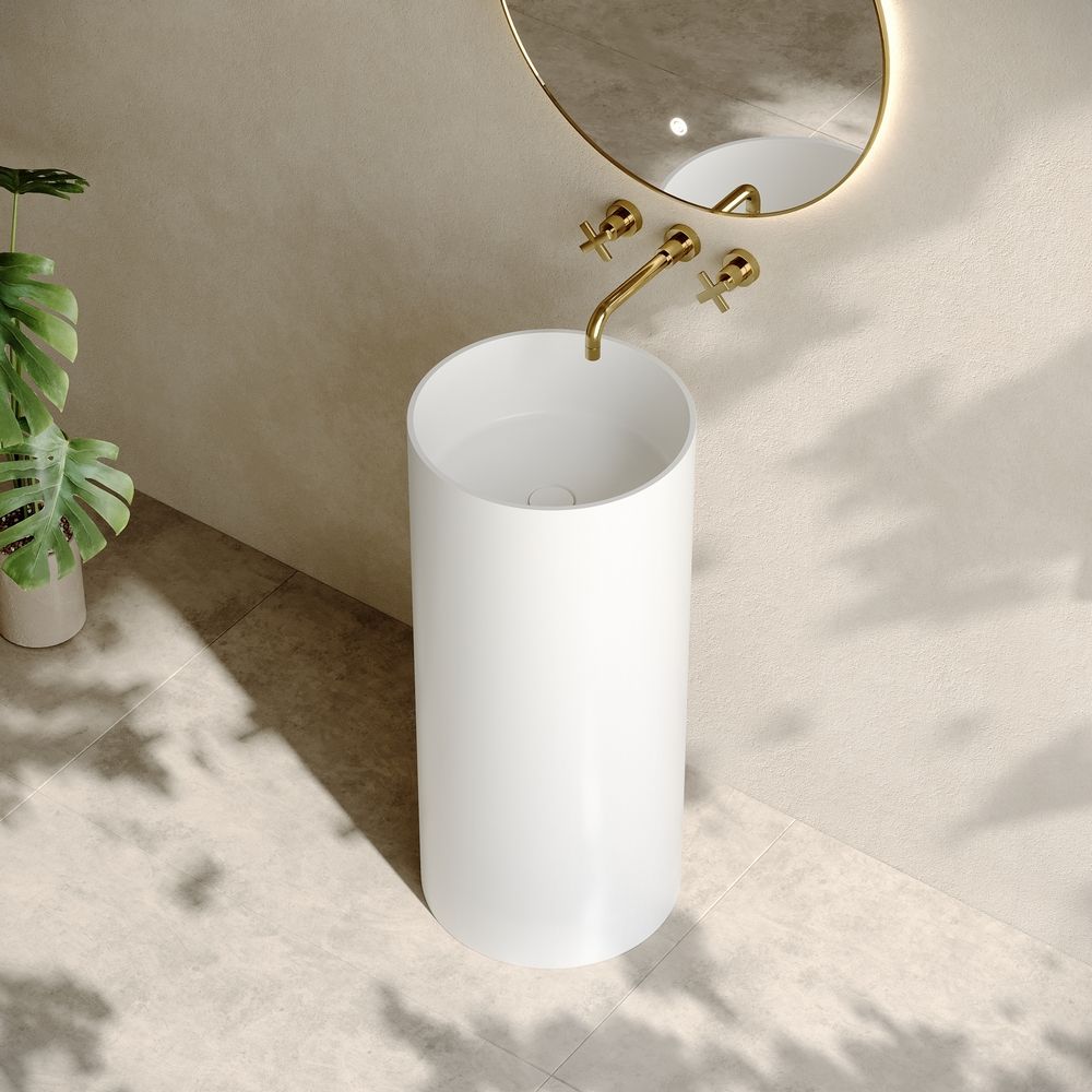 KT-3001 Solid Surface Freestanding Pedestal Sink