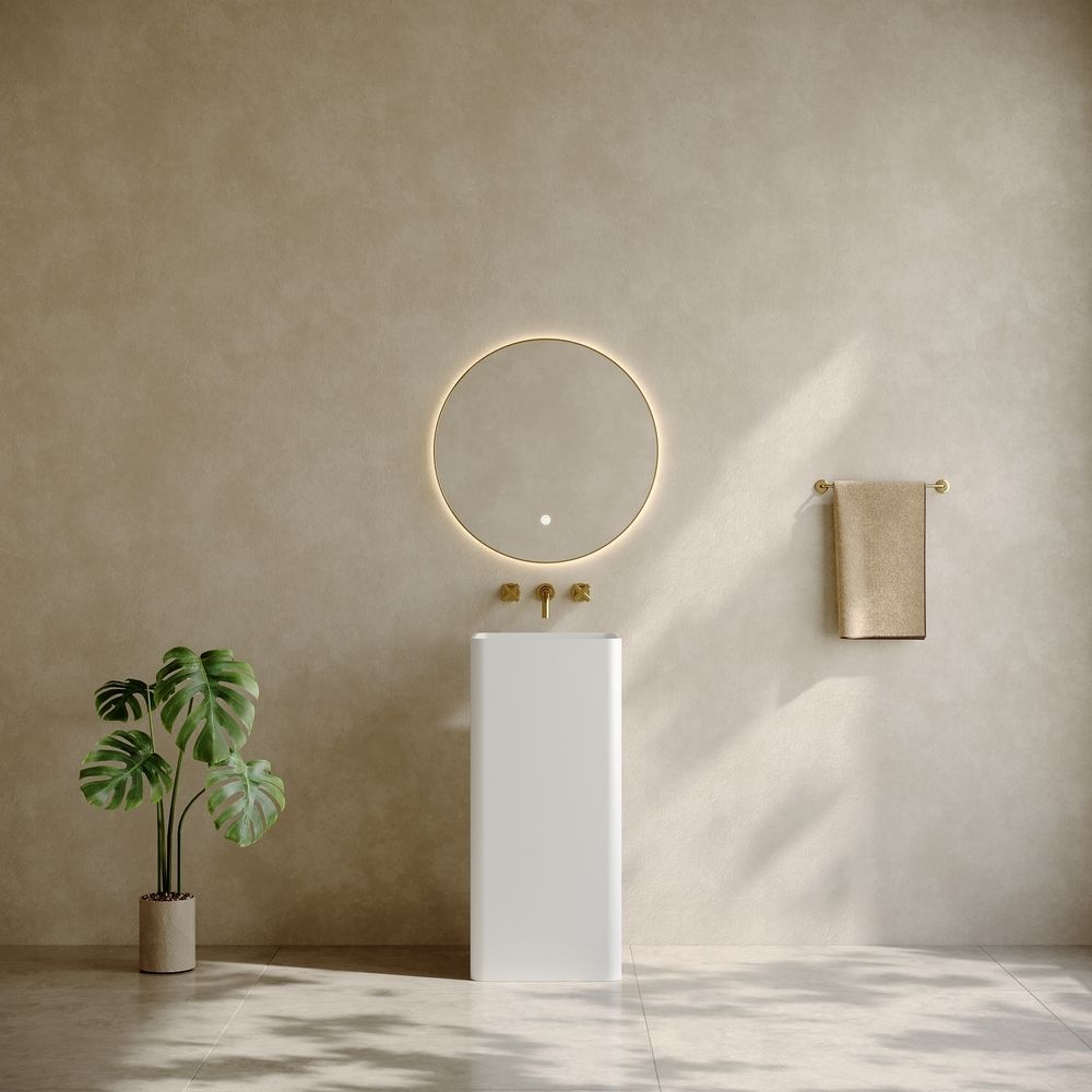 KT-3011 Resin Stone Square Pedestal Freestanding Sink