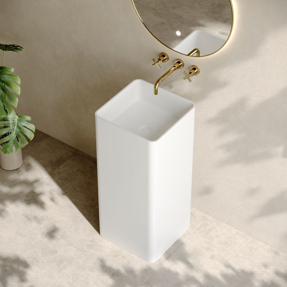 KT-3011 Resin Stone Square Pedestal Freestanding Sink