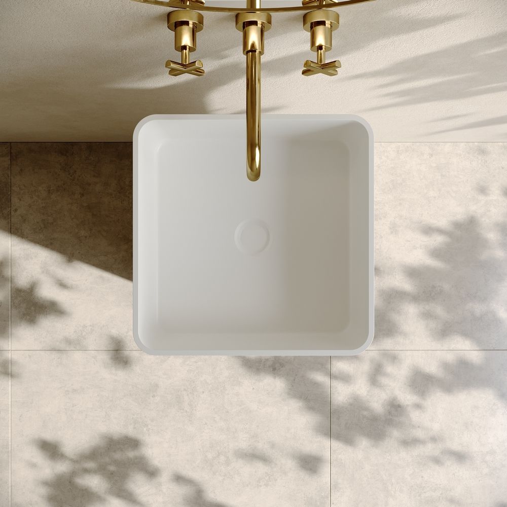 KT-3011 Resin Stone Square Pedestal Freestanding Sink