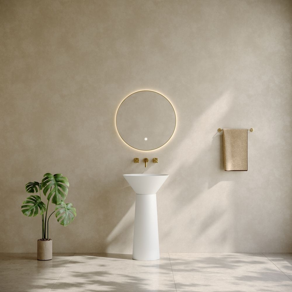 KT-3038 Freestanding Cone Shape Wash Basin in Solid Surface