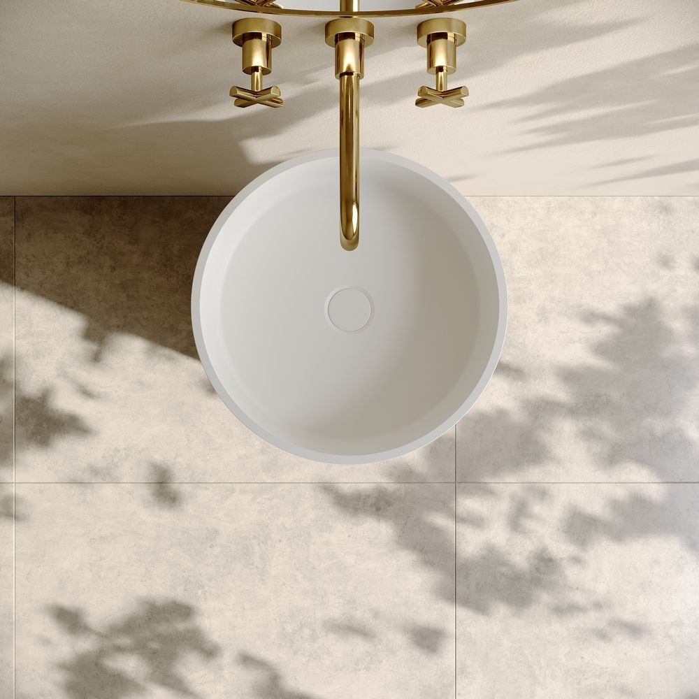 KT-6602 Resin Stone Solid Surface Round Pedestal Sink