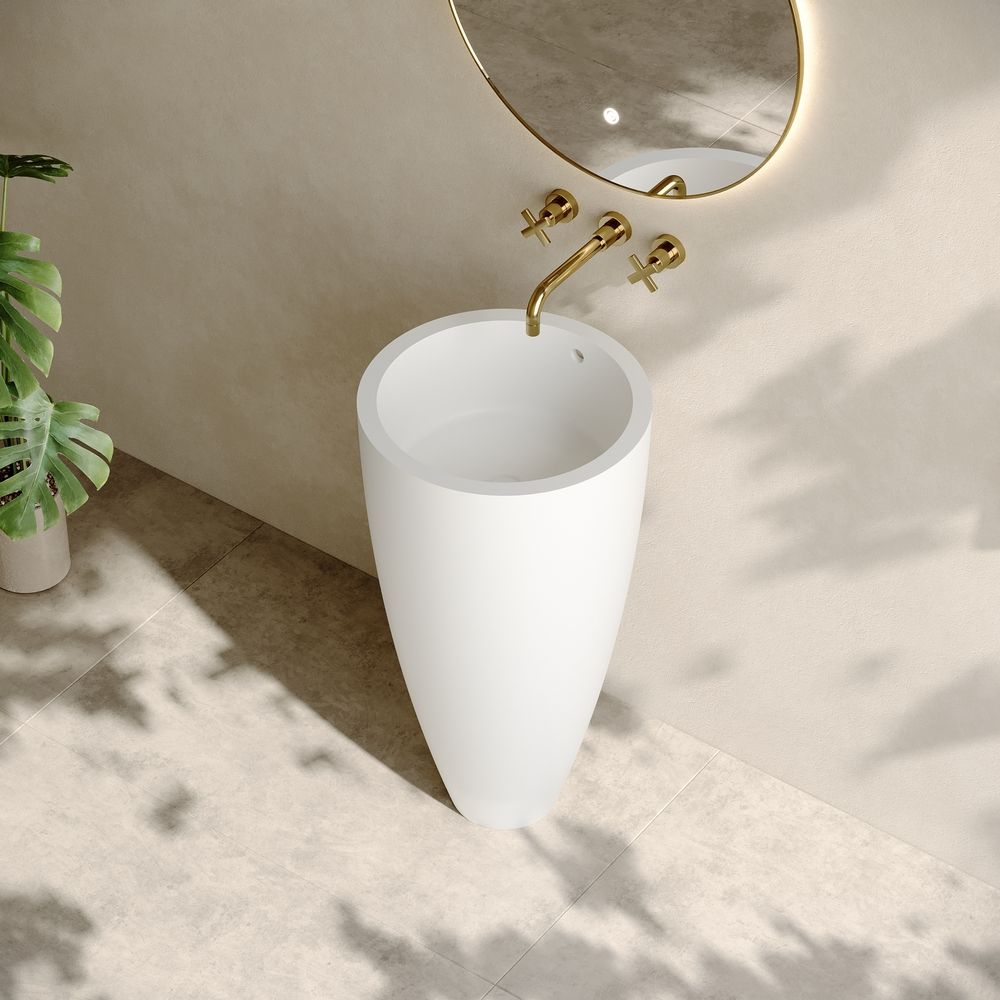 KT-6603 Resin Stone Conical Freestanding Pedestal Wash Basin