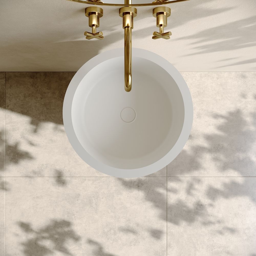 KT-6603 Resin Stone Conical Freestanding Pedestal Wash Basin