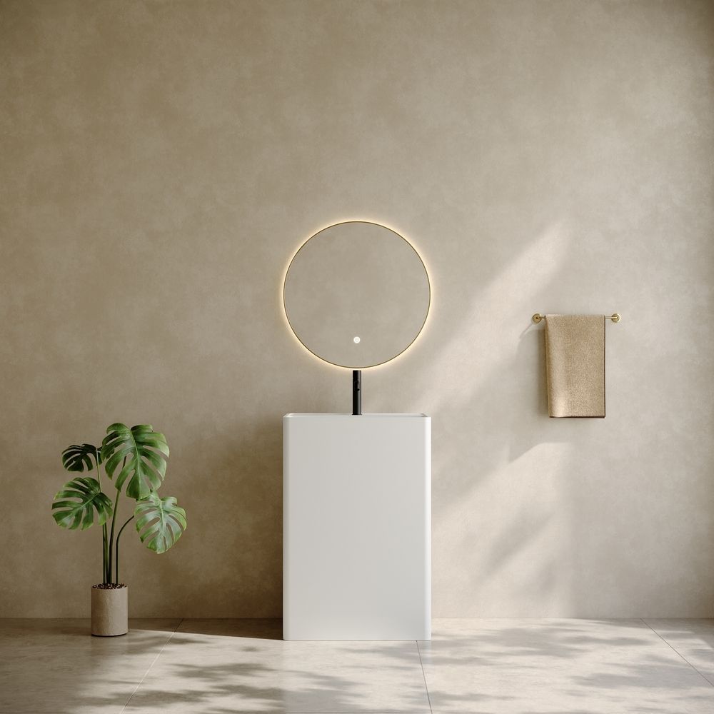 KT-6609 Resin Stone Solid Surface Rectangle Pedestal Sink