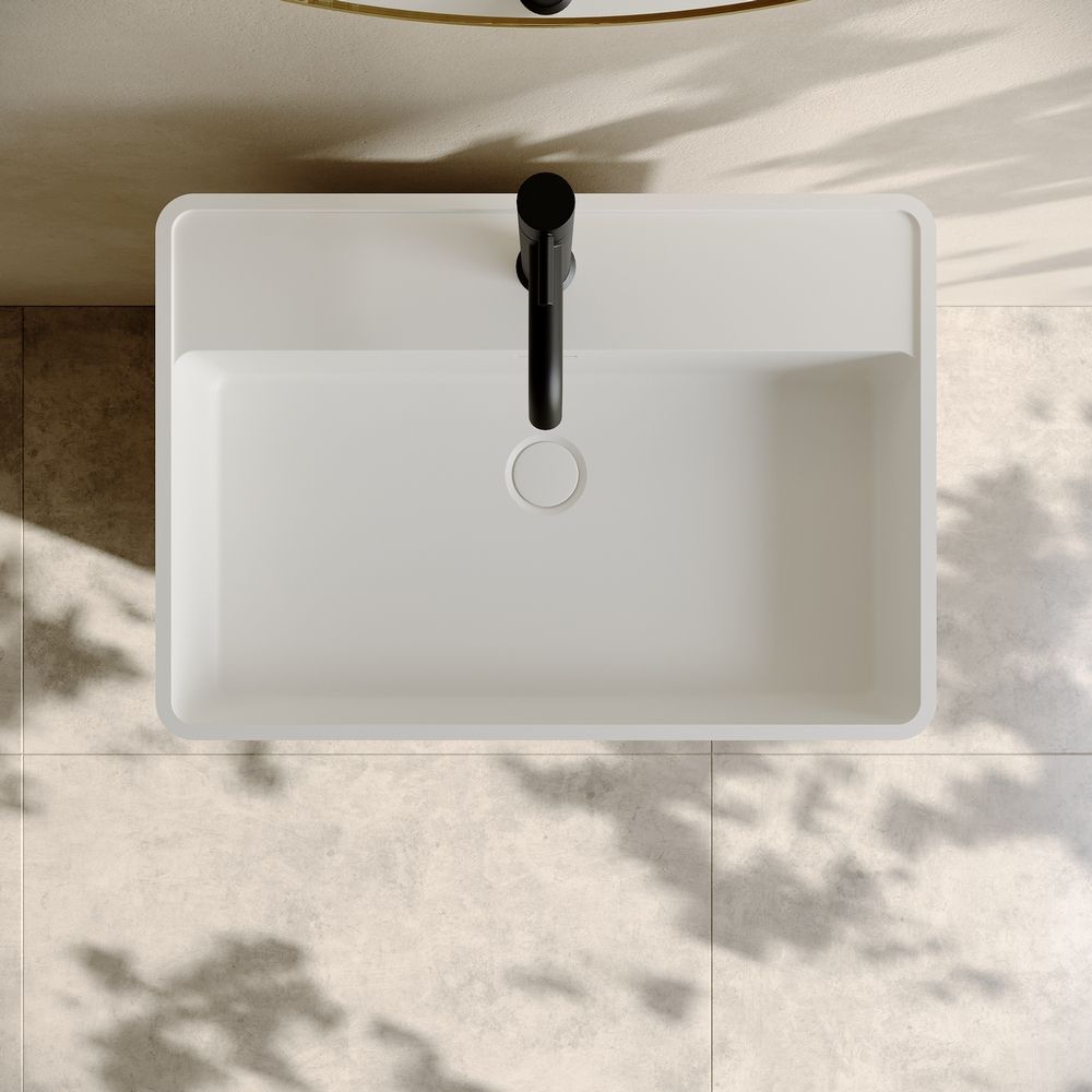 KT-6609 Resin Stone Solid Surface Rectangle Pedestal Sink