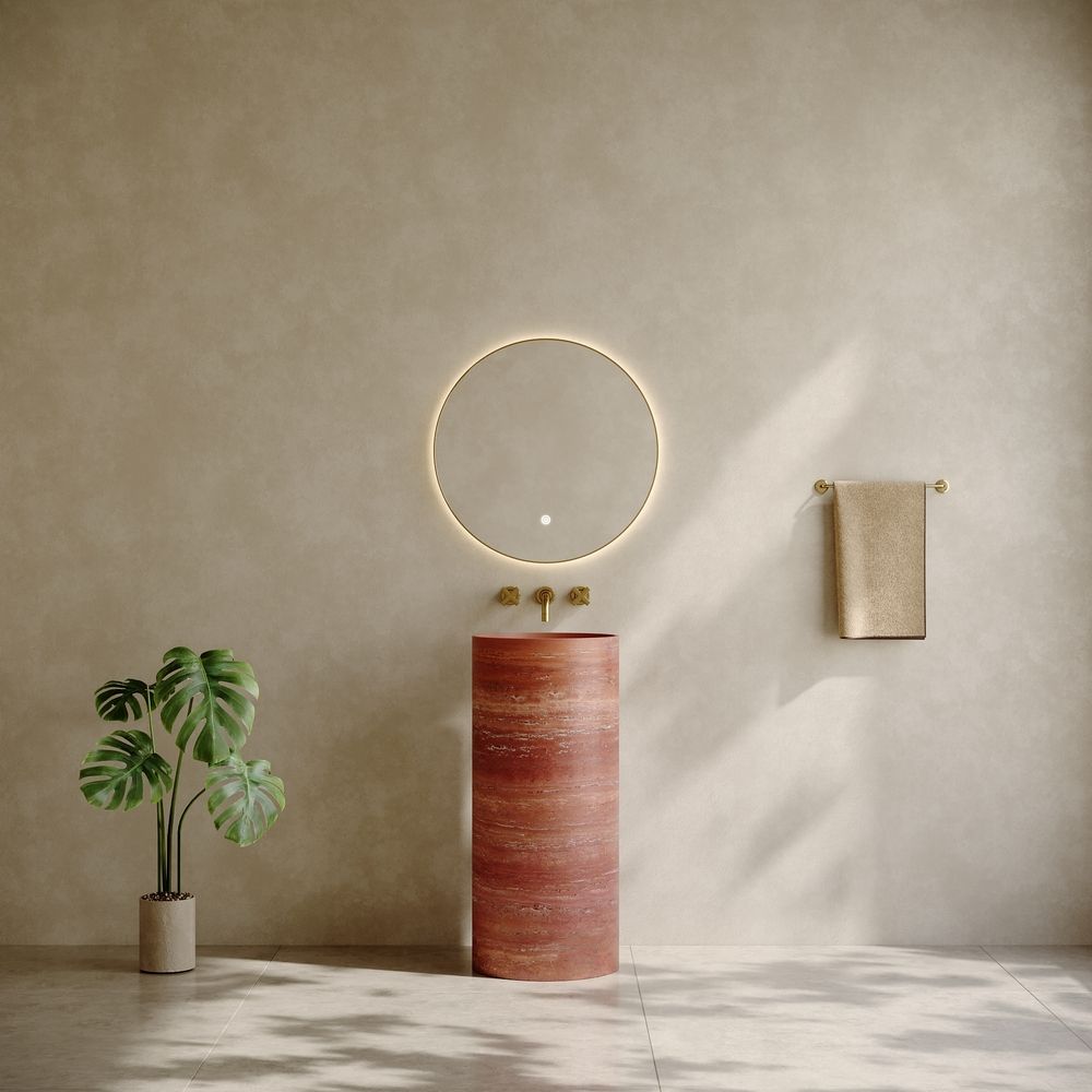 KT-3001 Crimson Textured Artificial Stone Pedestal Basin