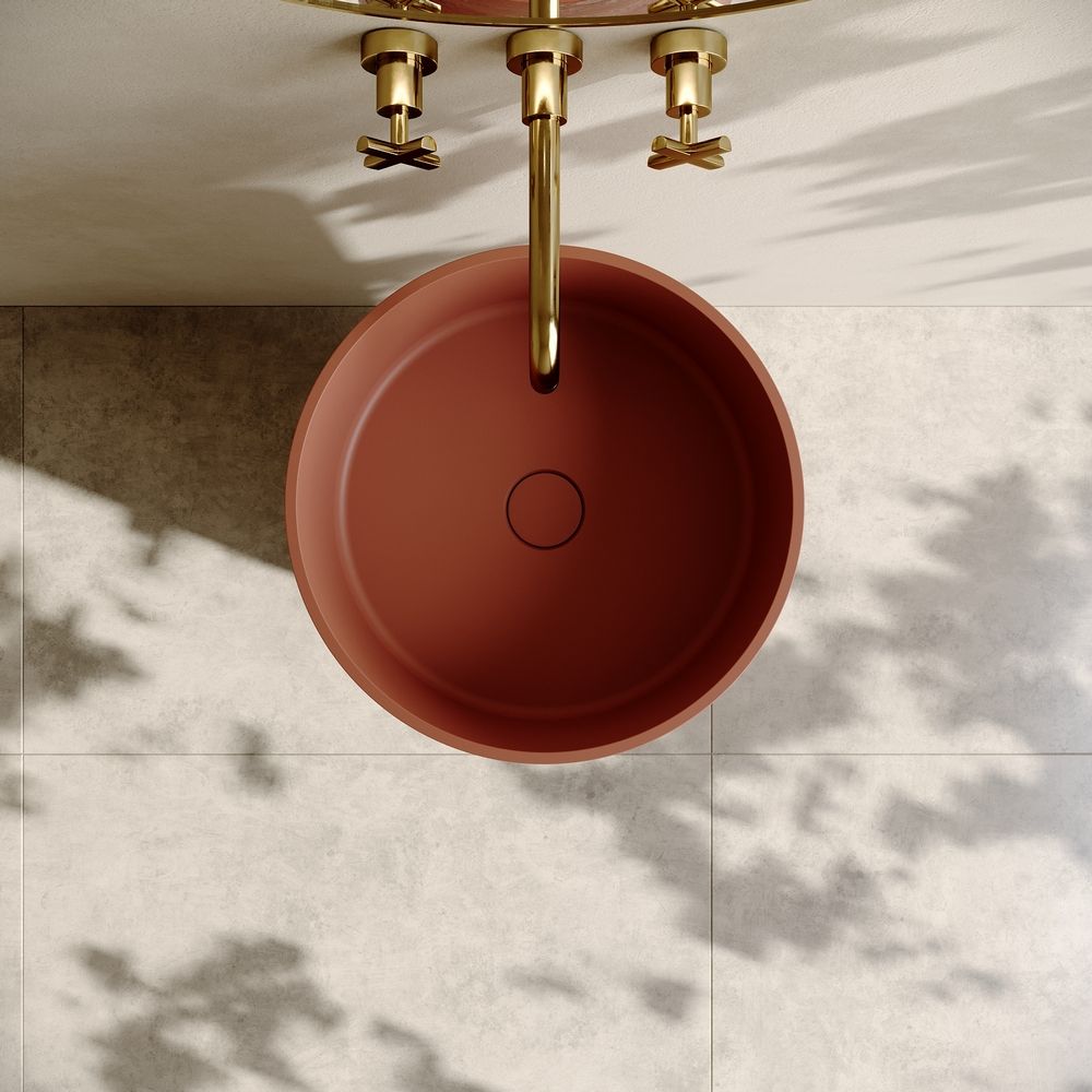 KT-3001 Crimson Textured Artificial Stone Pedestal Basin