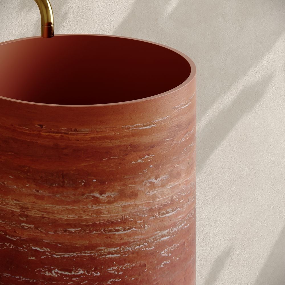 KT-3001 Crimson Textured Artificial Stone Pedestal Basin