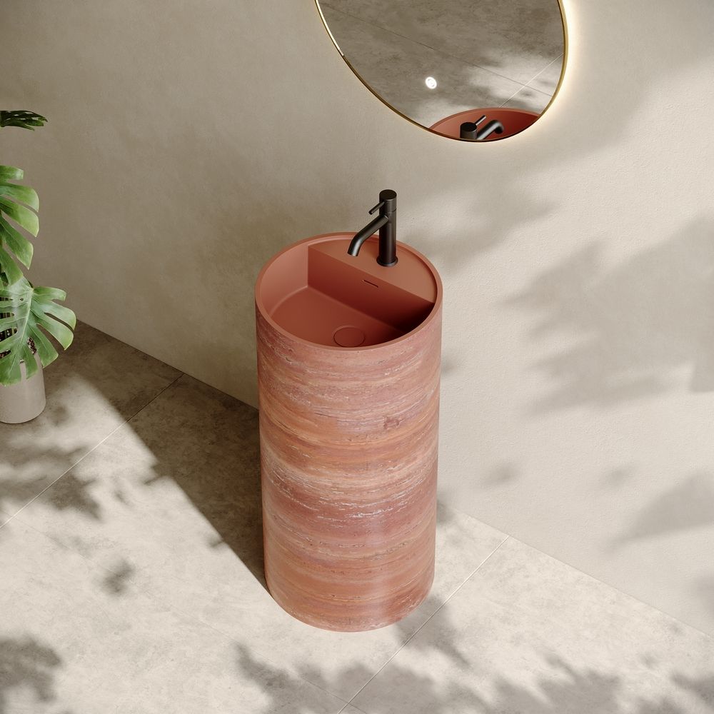 KT-3002 Crimson Rock-Textured Artificial Stone Pedestal Basin