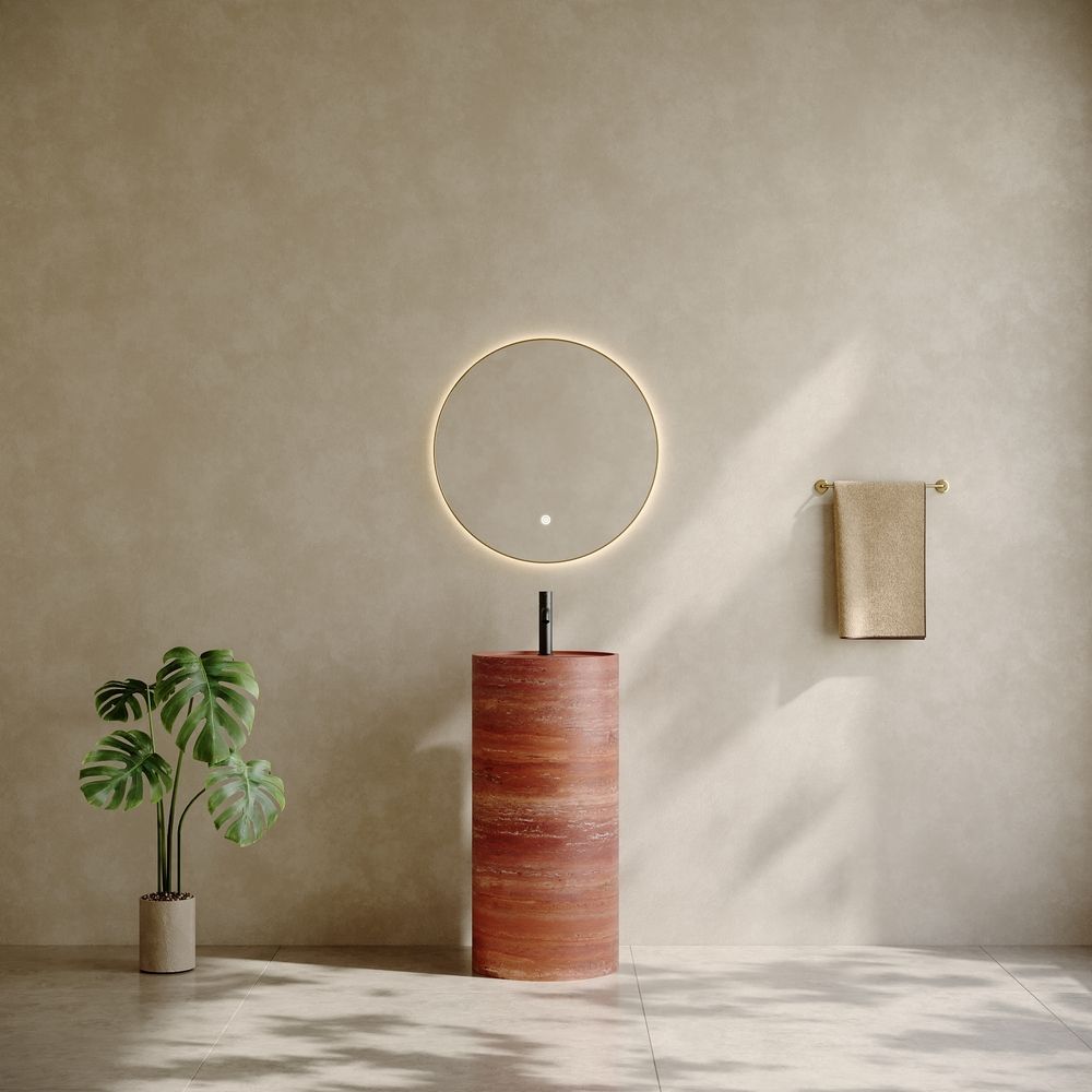 KT-3002 Crimson Rock-Textured Artificial Stone Pedestal Basin