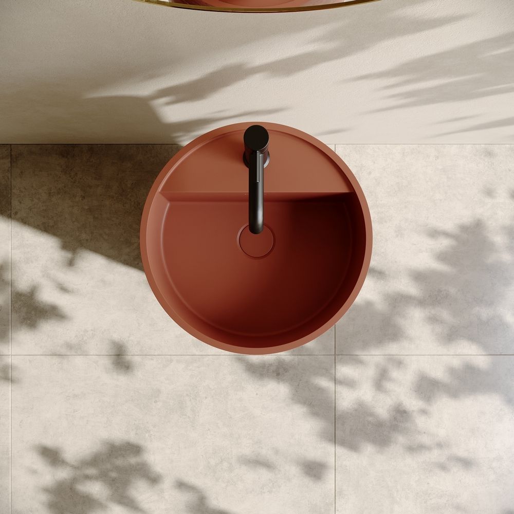 KT-3002 Crimson Rock-Textured Artificial Stone Pedestal Basin