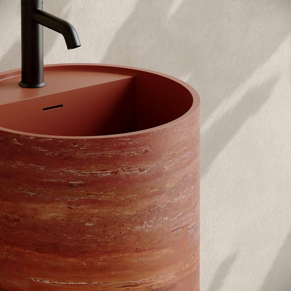 KT-3002 Crimson Rock-Textured Artificial Stone Pedestal Basin