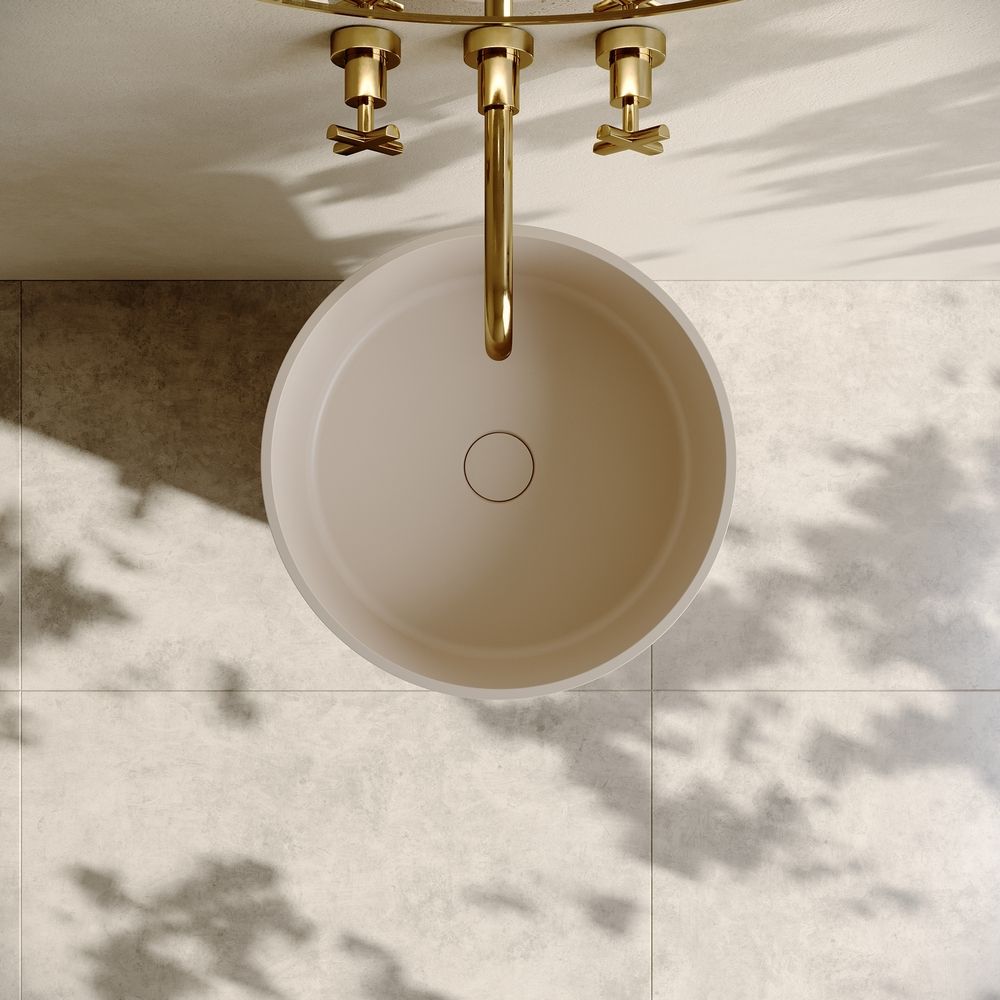 KT-3001 Beige Textured Artificial Stone Pedestal Basin