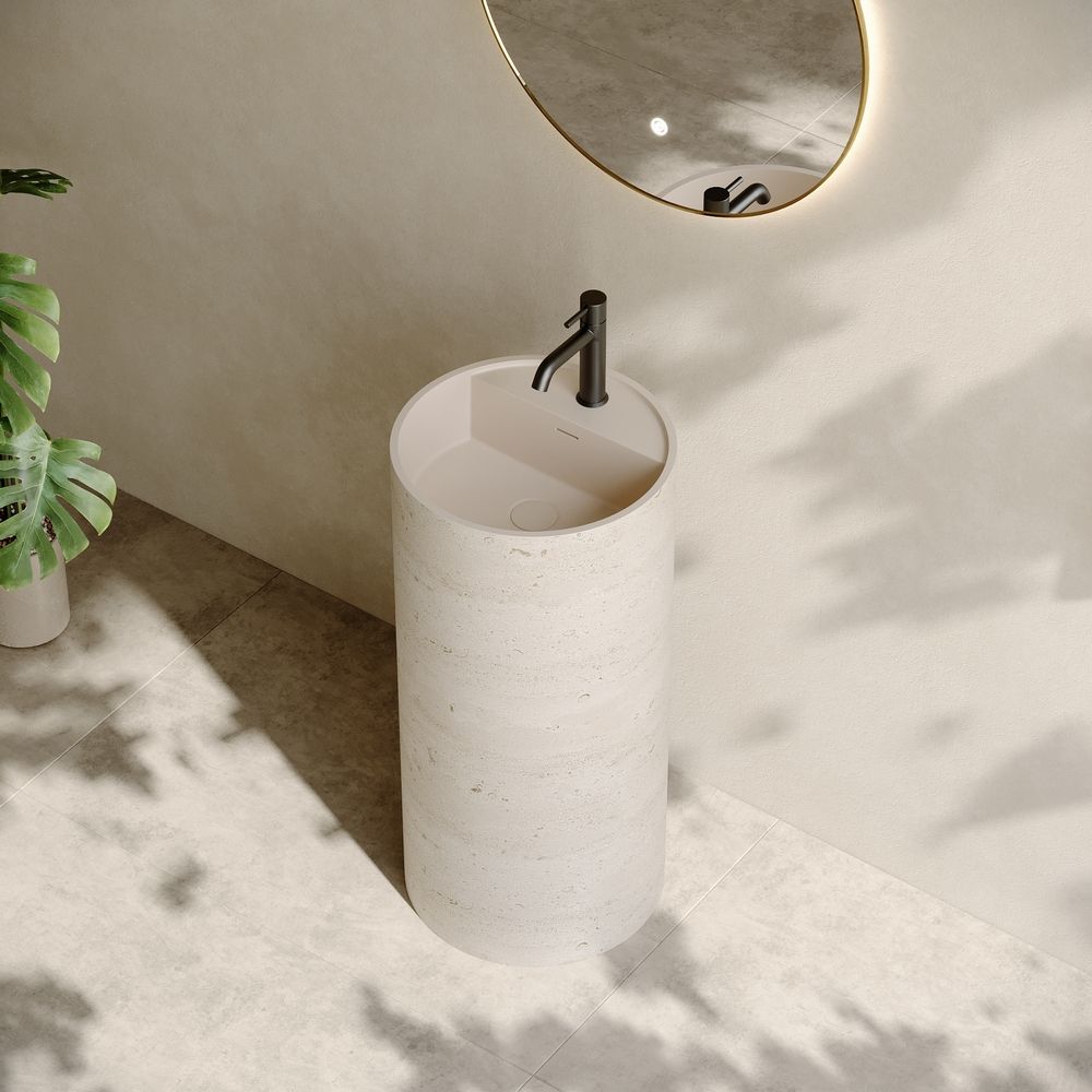 KT-3002 Italian Minimalist Yellow Artificial Stone Pedestal Basin