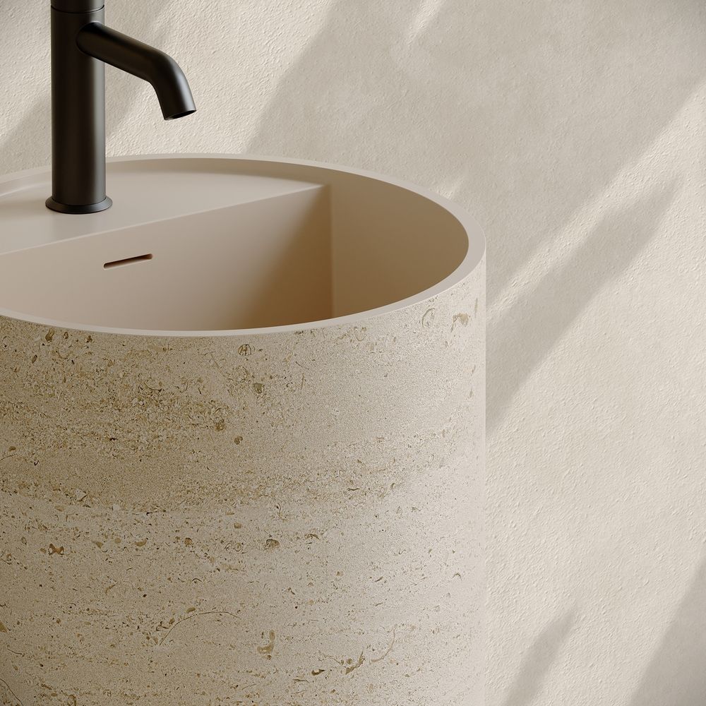 KT-3002 Italian Minimalist Yellow Artificial Stone Pedestal Basin