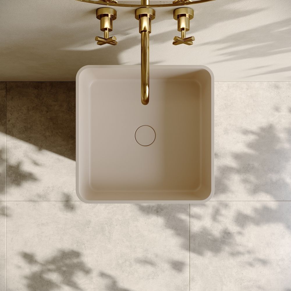 KT-3011 Italian Light Luxury Yellow Artificial Stone Square Pedestal Basin
