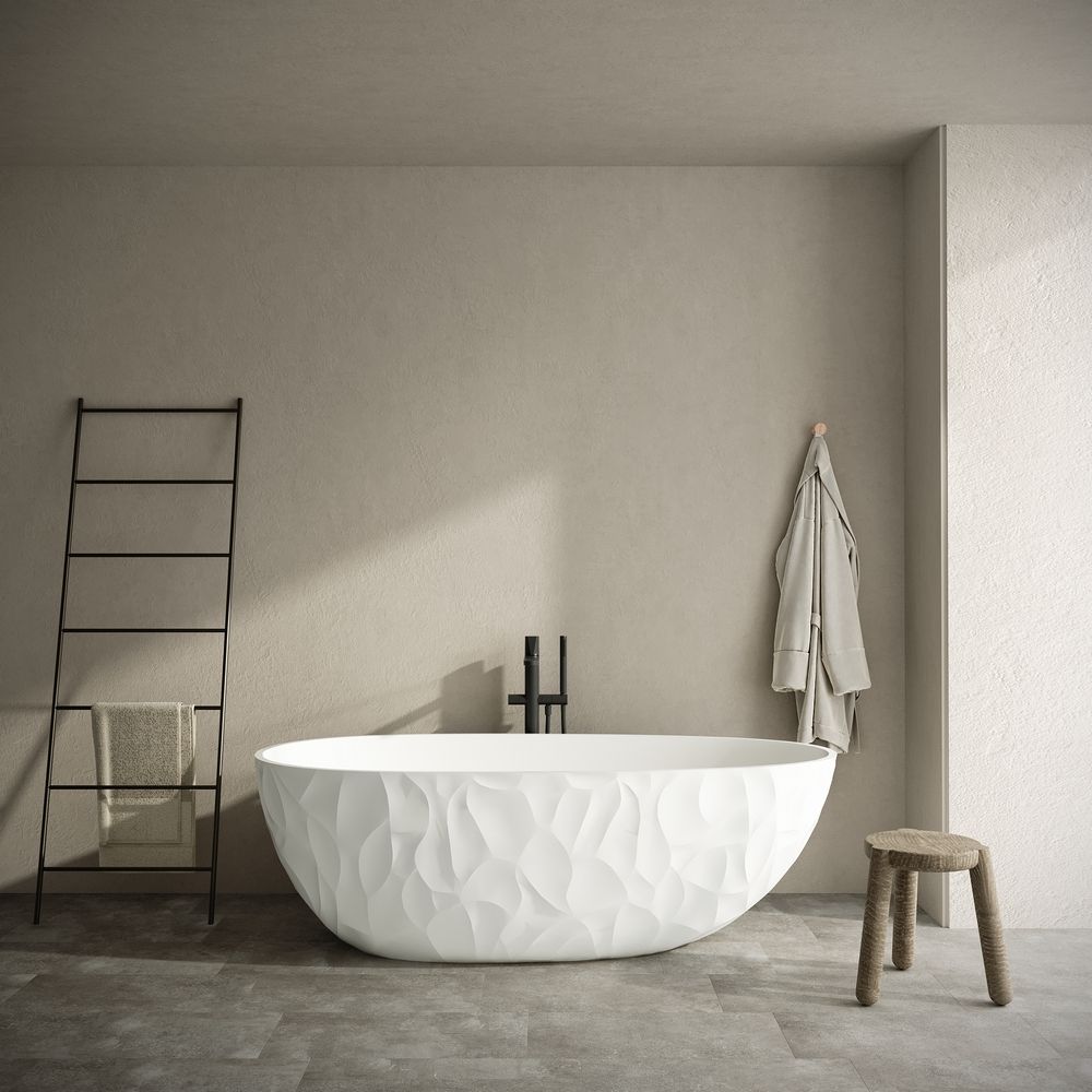 KT-8419 Artistic Relief Freestanding Artificial Stone Bathtub