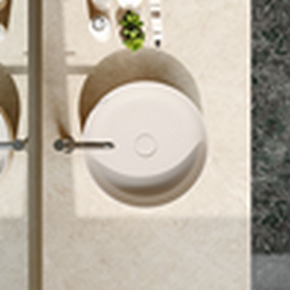 KT-2018 Beige Textured Round Solid Surface Above-Counter Basin