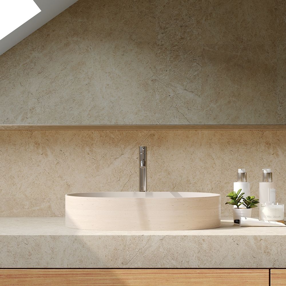 KT-2020 Light Luxury Oval Yellow Solid Surface Countertop Basin