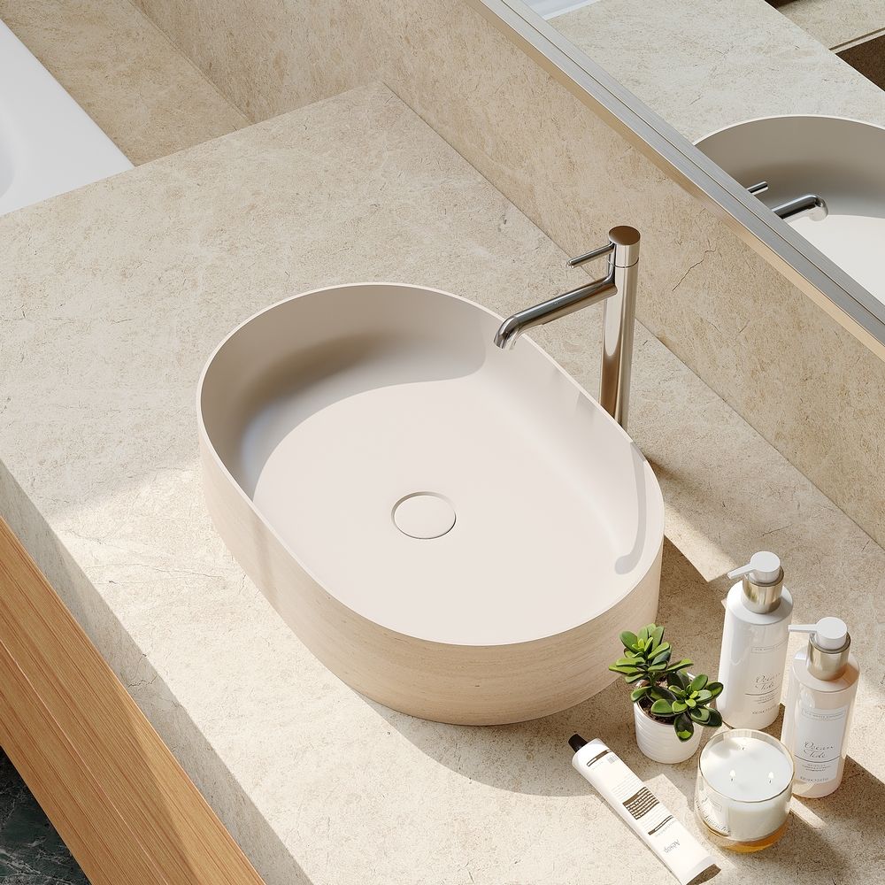 KT-2020 Light Luxury Oval Yellow Solid Surface Countertop Basin