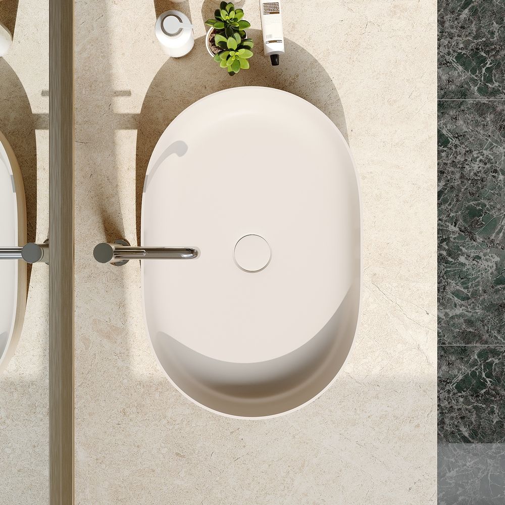 KT-2020 Light Luxury Oval Yellow Solid Surface Countertop Basin