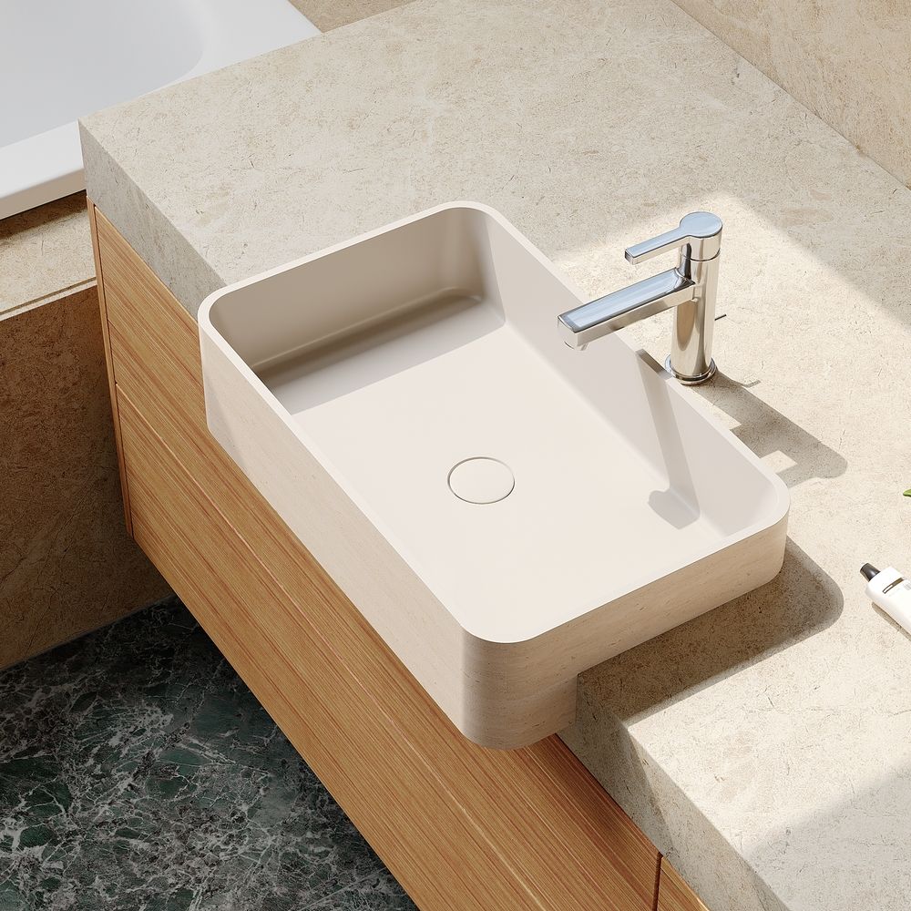 KT-2135 Modern Minimalist Yellow Solid Surface Countertop Basin
