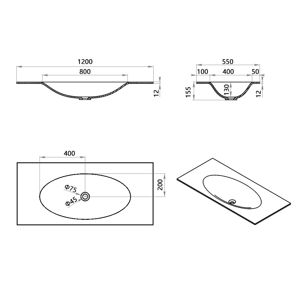 KT-2271 Modern Minimalist Solid Surface Integrated Wash Basin