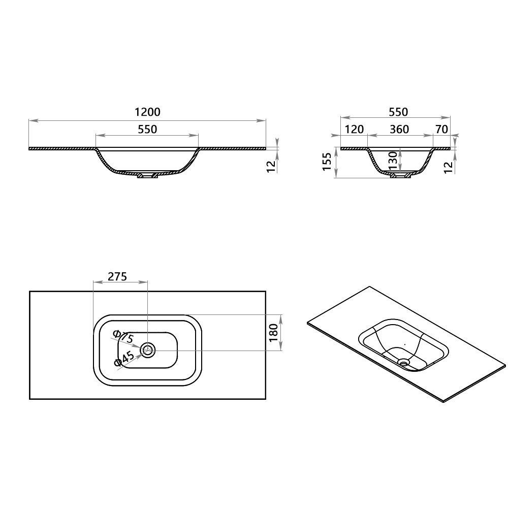 KT-2273 Minimalist Series Solid Surface Integrated Basin
