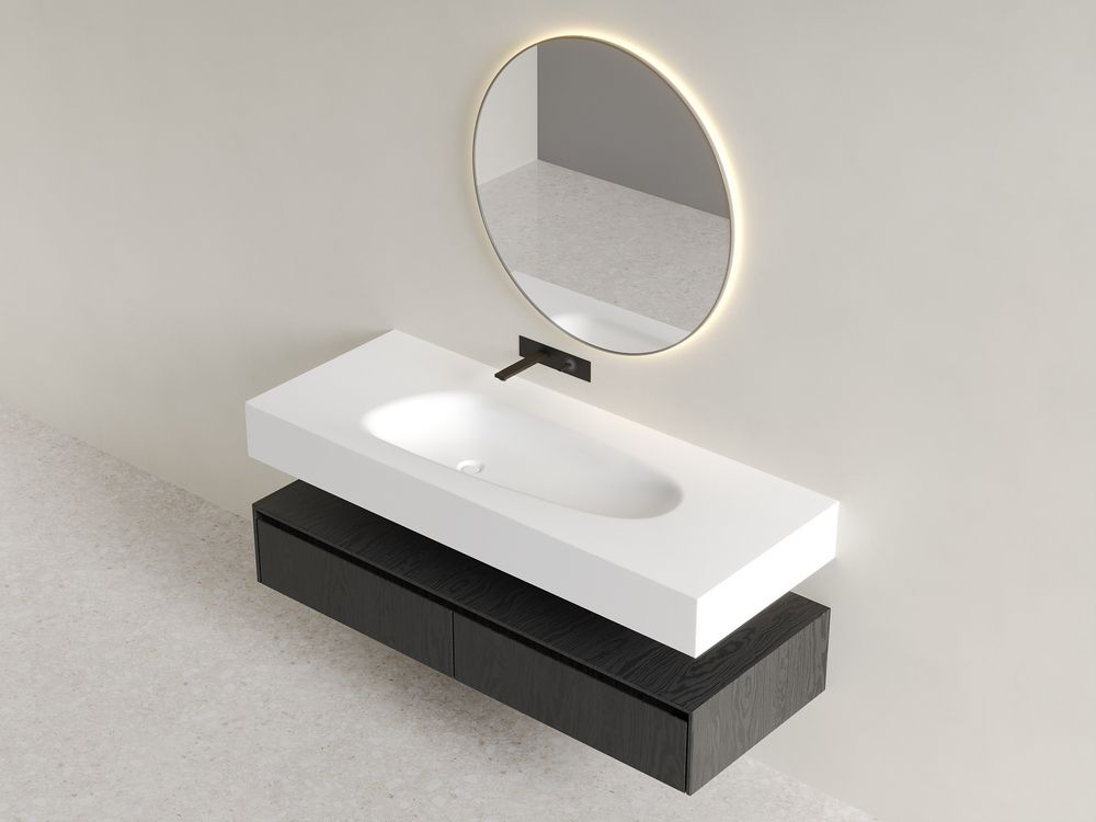 KT-2280 Solid Surface Integrated Basin