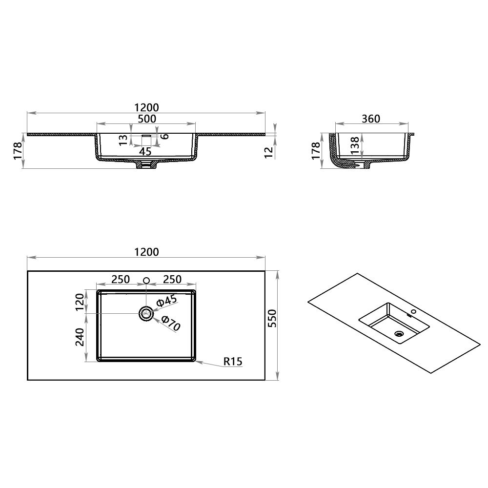 KT-9606 Solid Surface Integrated Basin