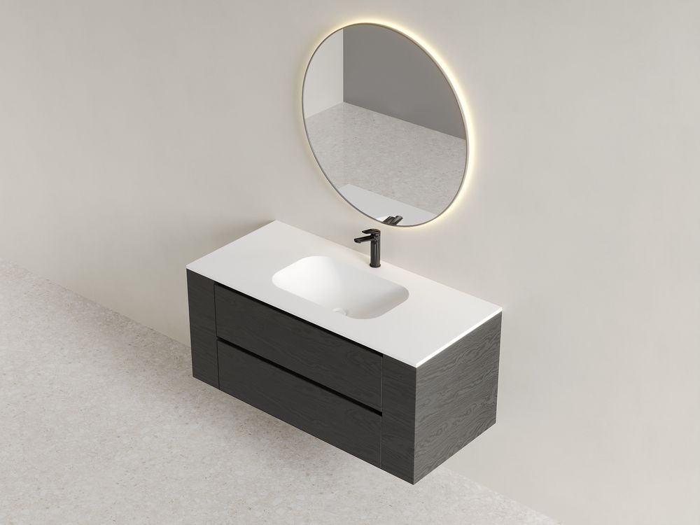 KT-9610 Minimalist Solid Surface Integrated Countertop Basin