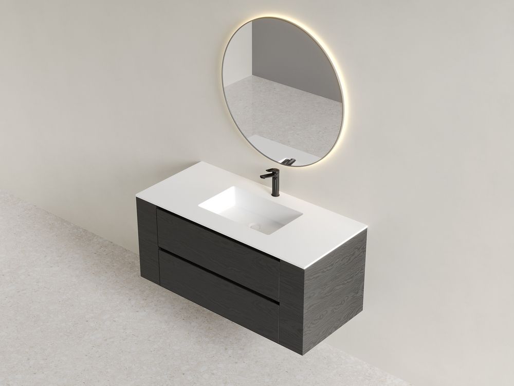 KT-9611 Minimalist Solid Surface Integrated Countertop Basin