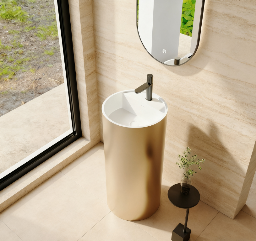 Solid Surface Pedestal Basins: Tough and Easy to Clean