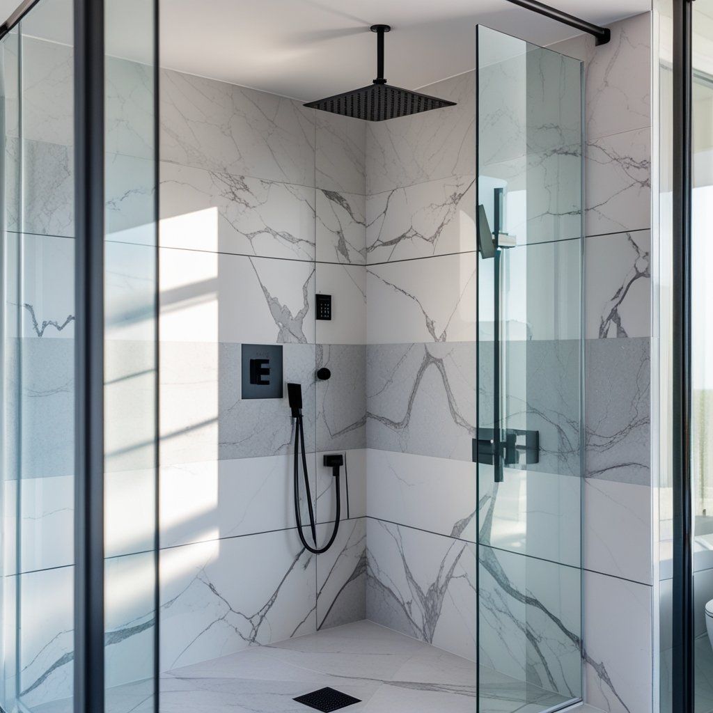 A Solid Surface Shower Wall Panel That Feels Like Stone but Works Better