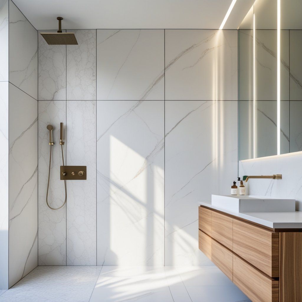 Low-Maintenance Bathrooms with Solid Surface Shower Wall Panels