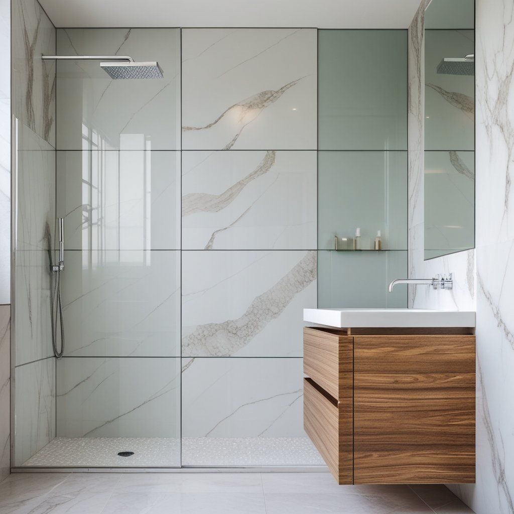 Modern Look with Solid Surface Shower Wall Panels