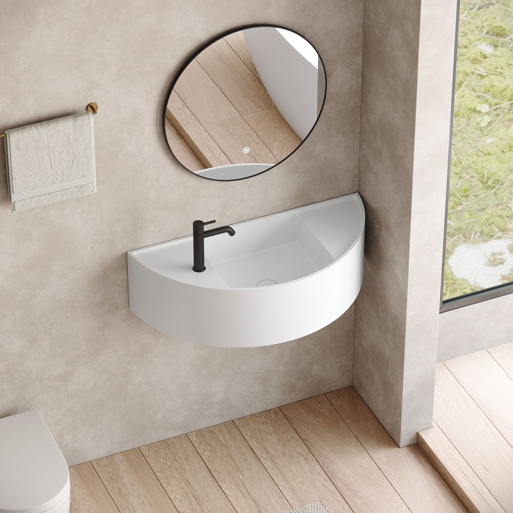 KT-6504 Semi-Circular Solid Surface Wall-Mounted Basin