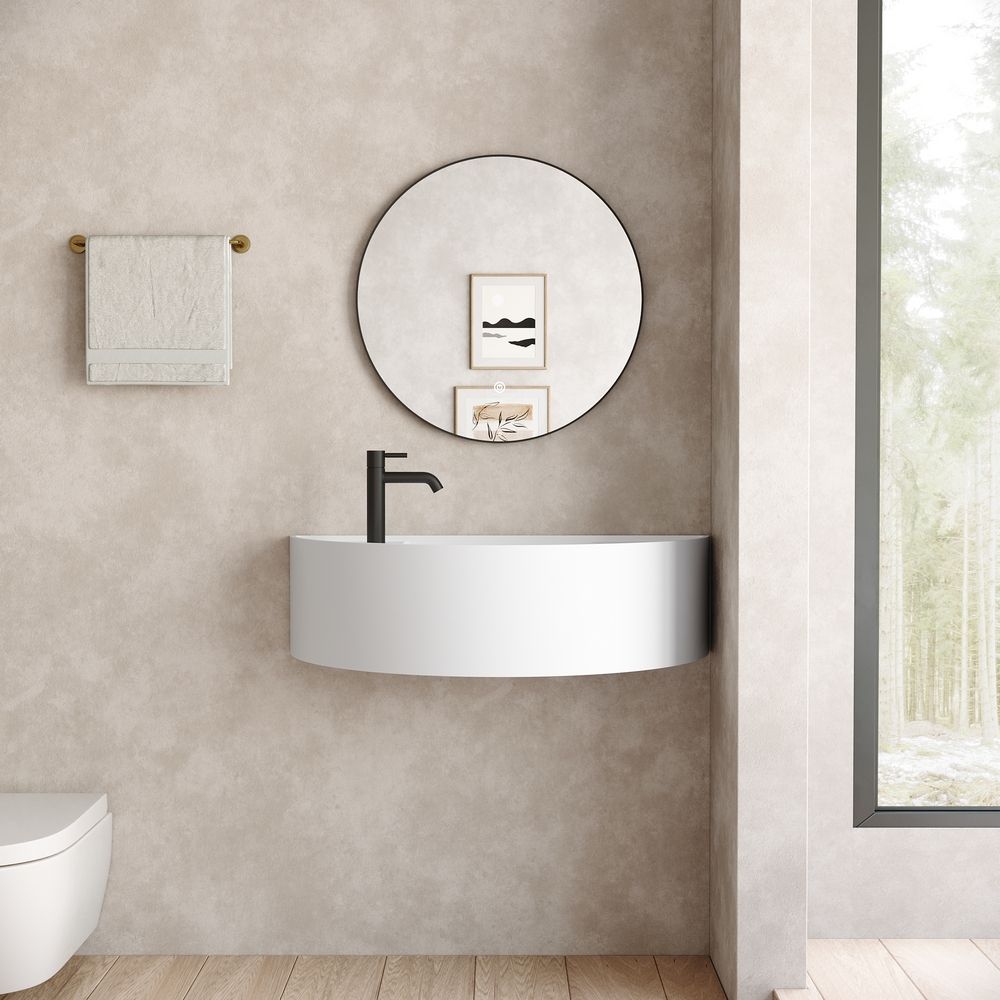 KT-6504 Semi-Circular Solid Surface Wall-Mounted Basin