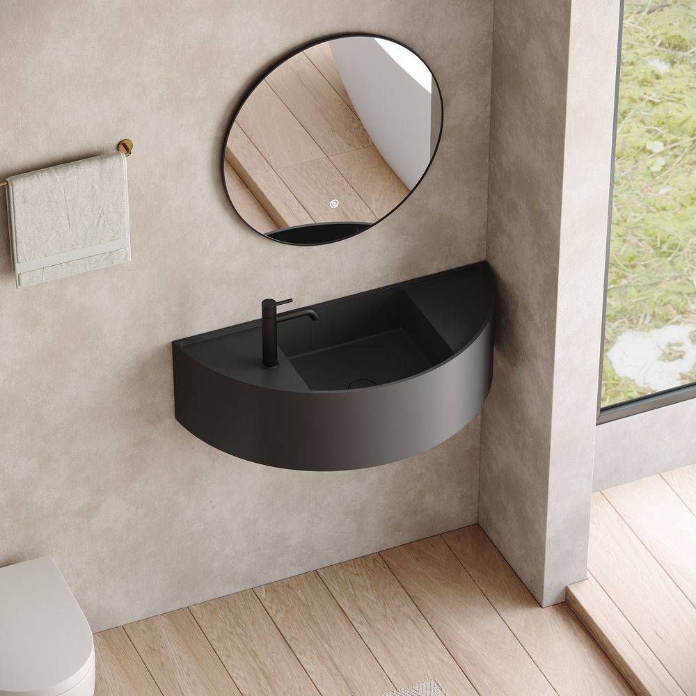 KT-6504 Semi-Circular Solid Surface Wall-Mounted Basin