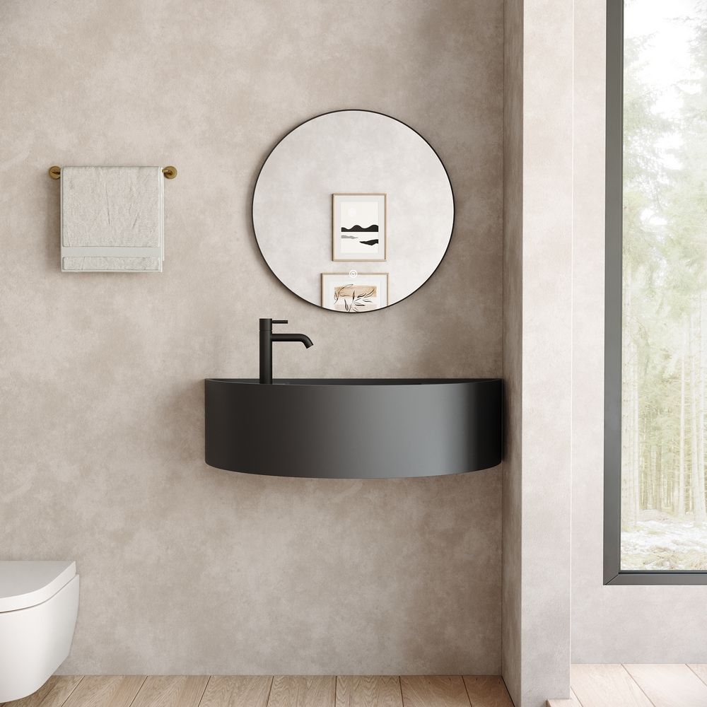 KT-6504 Semi-Circular Solid Surface Wall-Mounted Basin