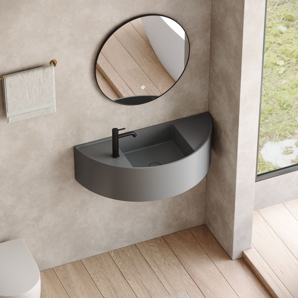KT-6504 Semi-Circular Solid Surface Wall-Mounted Basin