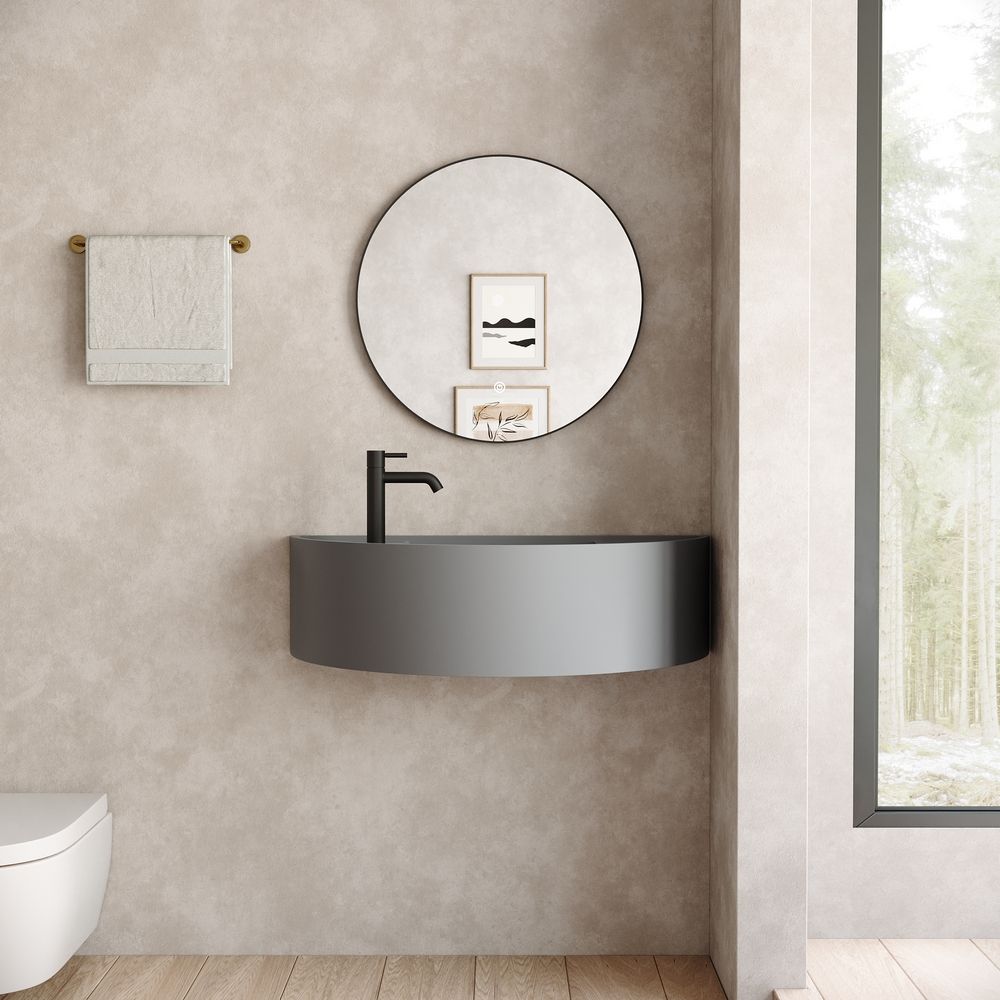 KT-6504 Semi-Circular Solid Surface Wall-Mounted Basin