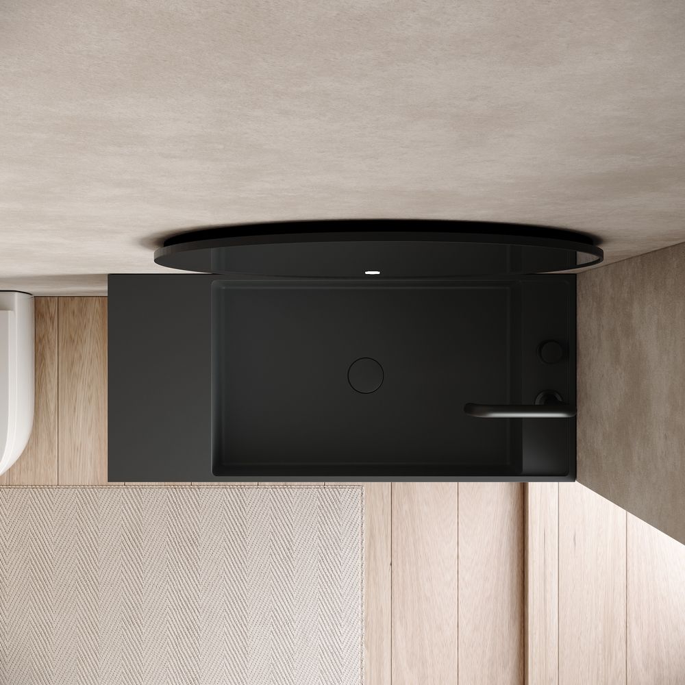 KT-6505 Solid Surface Wall-Mounted Basin with Storage Shelf